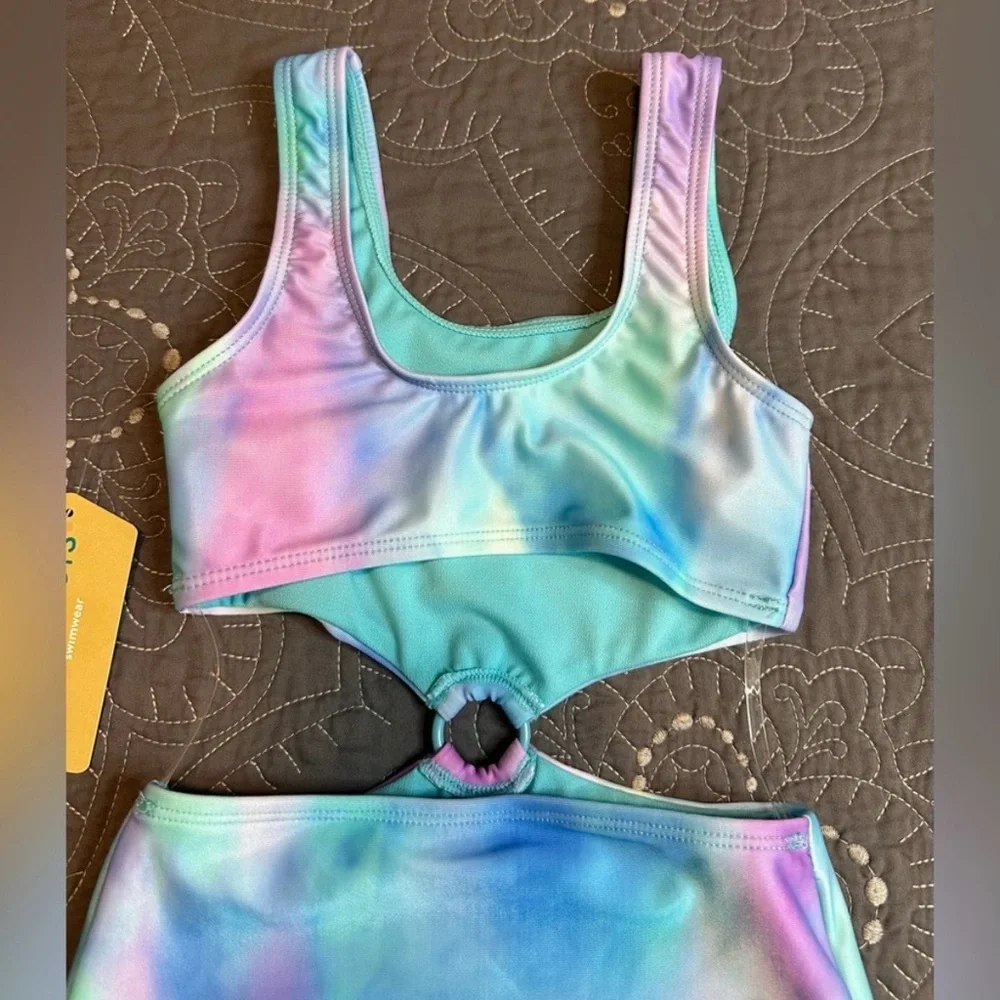 Thereabouts Girls Cloud Wash Tie Dye One Piece Swimsuit NWT Size M 10/12